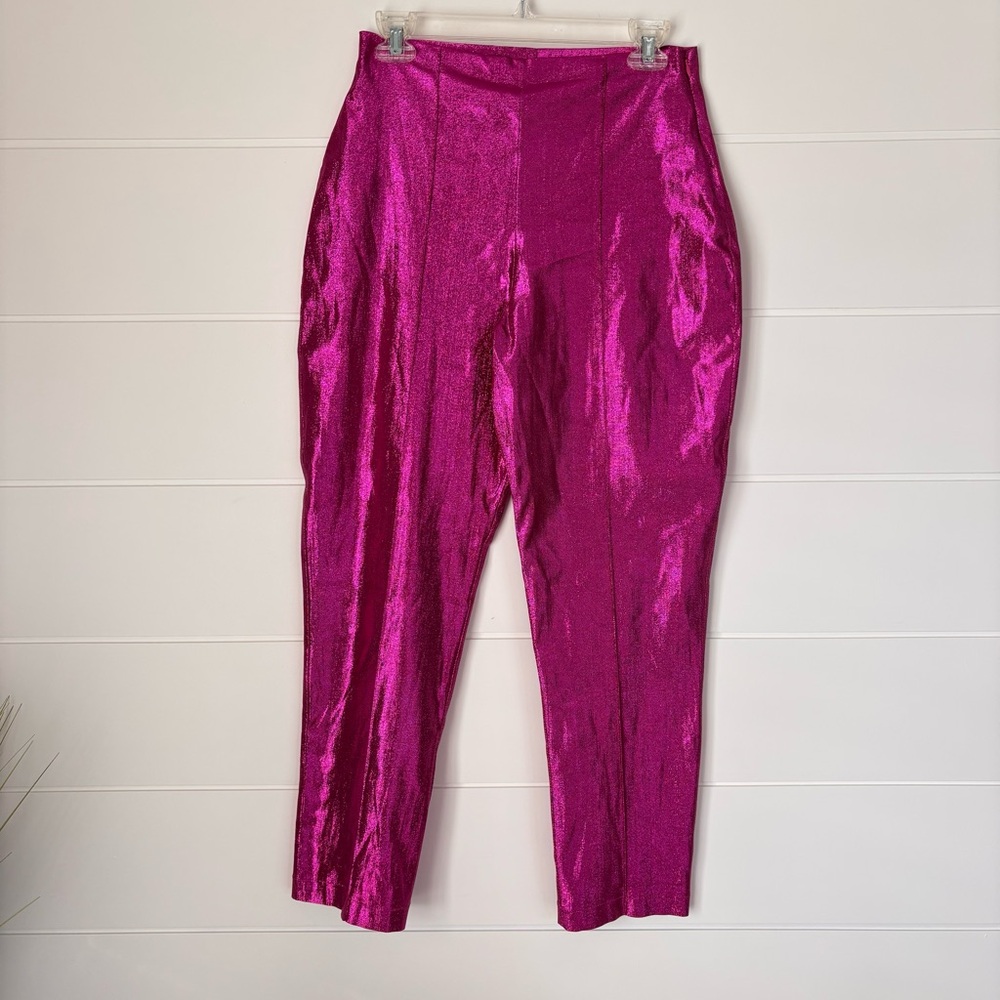Ripley Rader Hot Pink Metallic Shimmer Slim Ankle Pants Women's Size 3 Medium